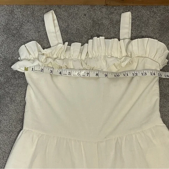 Lucca Ivory Linen Wide Leg Ruffled Jumpsuit with pockets size small - Picture 13 of 14